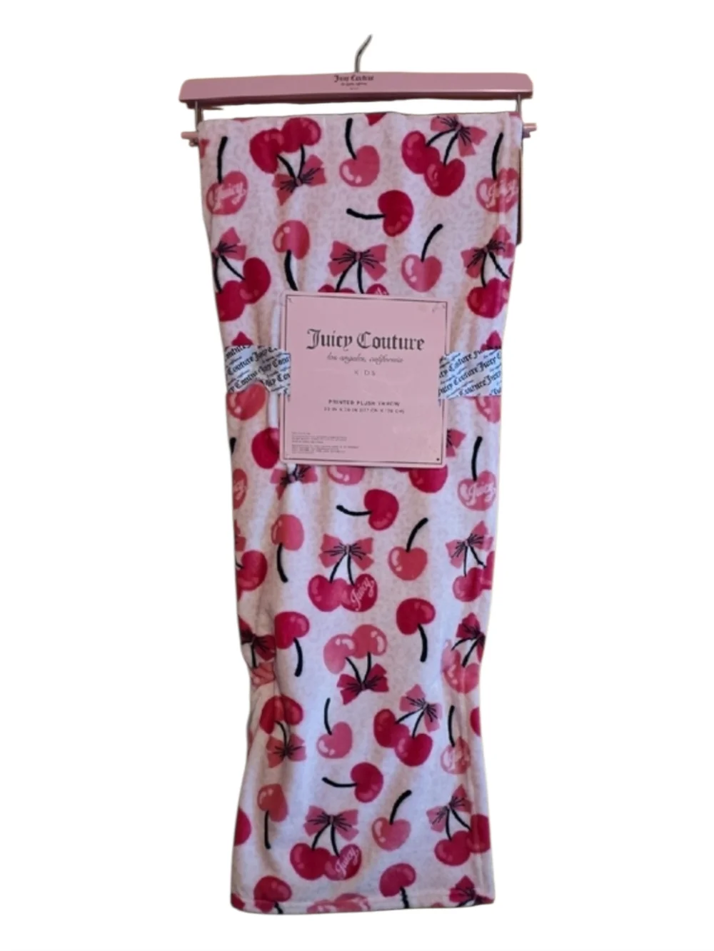 Juicy Couture Pink Cherry Plush Throw Blanket